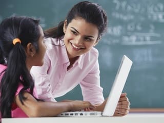 teacher and student using internet